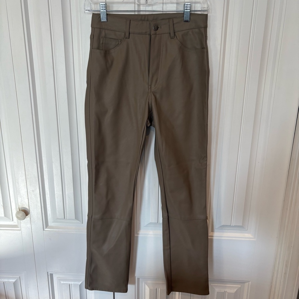 H&M Tan Faux Leather Pants Size 2‎